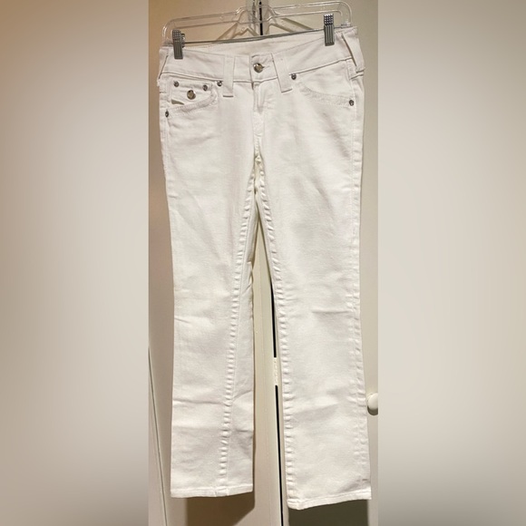 True Religion White Low-rise Flared Leg Jeans with Rhinestone Accents - Picture 2 of 9